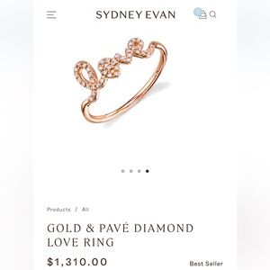 Sydney Evan rose Gold & Pavé Diamond Love Ring